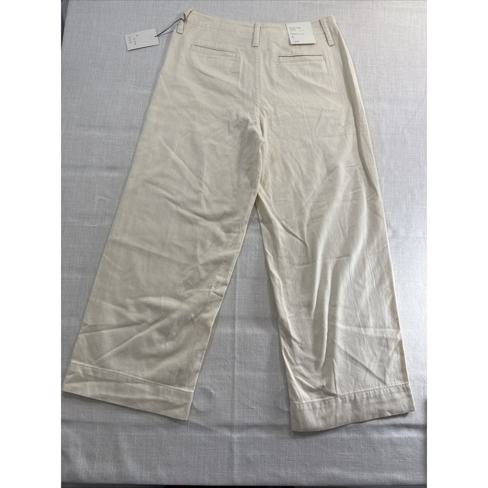 A New Day Pants Womens 6 Cream Wide Leg Crop Relaxed Baggy Minimalist - Picture 3 of 12
